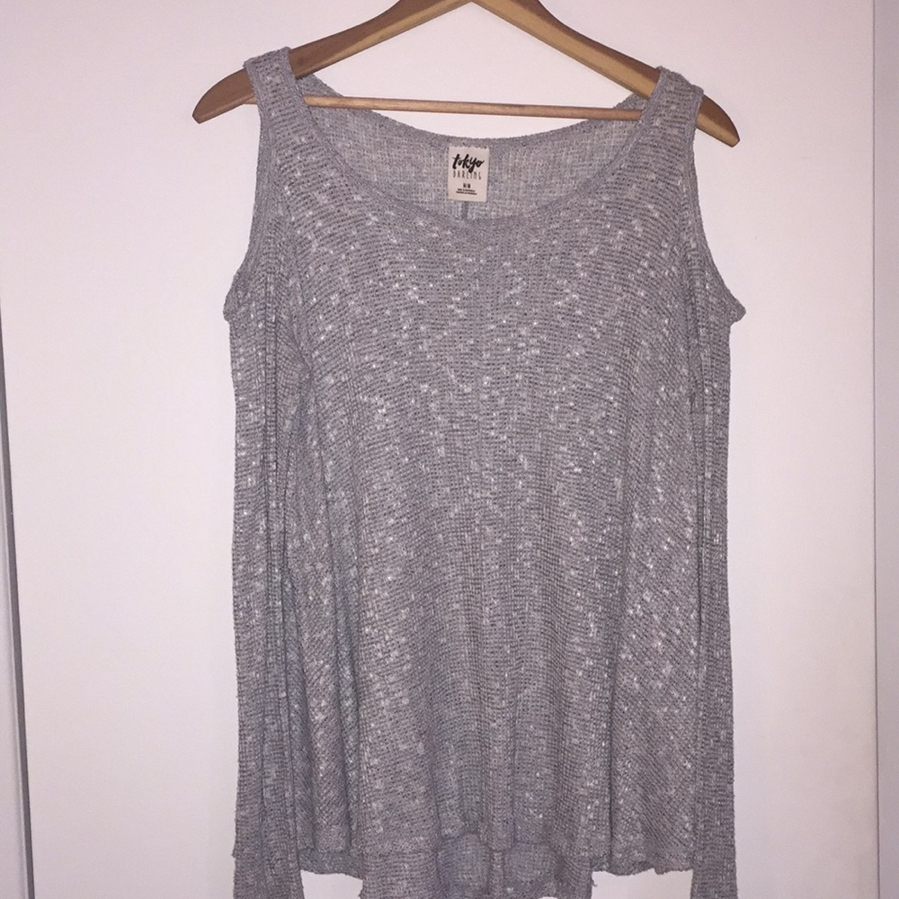Gray flowy sweater